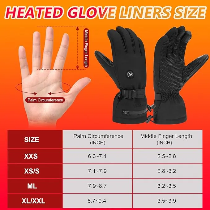 Heated Gloves, 7.6V Rechargeable Battery Thickened Heated Waterproof Winter Snow Men's and Women's Heated Gloves for Hunting Hiking Skiing Camping Cycling and Other Outdoor Sports