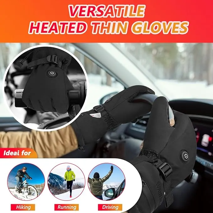 Heated Gloves, 7.6V Rechargeable Battery Thickened Heated Waterproof Winter Snow Men's and Women's Heated Gloves for Hunting Hiking Skiing Camping Cycling and Other Outdoor Sports
