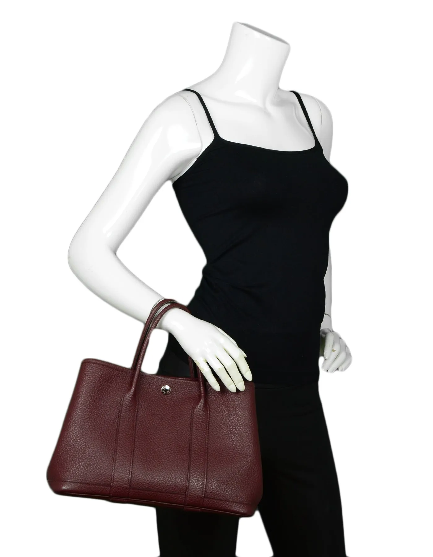 Hermes Burgundy Negonda Leather Garden Party 30 Bag