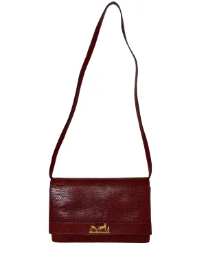 Hermes Vintage Rouge H Burgundy Lizard Sac Eugine 2-Way Clutch/Shouder Bag