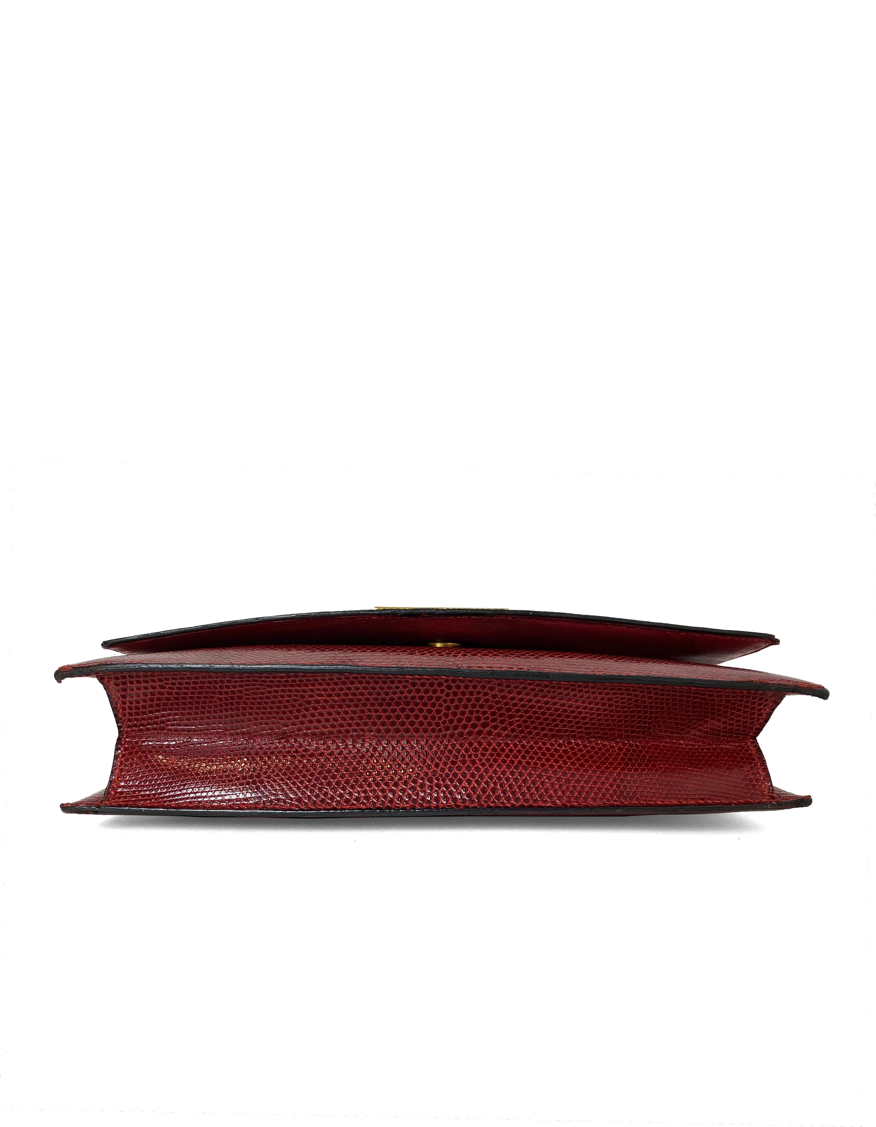 Hermes Vintage Rouge H Burgundy Lizard Sac Eugine 2-Way Clutch/Shouder Bag