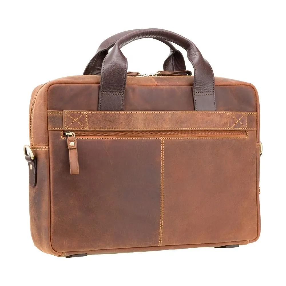 Hugo - 15" Leather Laptop Briefcase- Havana Tan