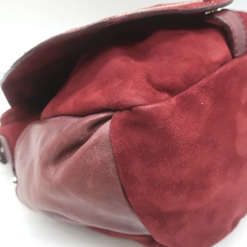 Isabel Marant Ballwin Small Crossbody Bag Red Suede & Burgundy Leather