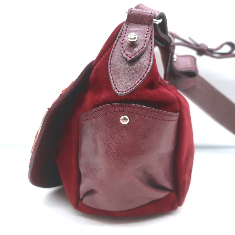 Isabel Marant Ballwin Small Crossbody Bag Red Suede & Burgundy Leather