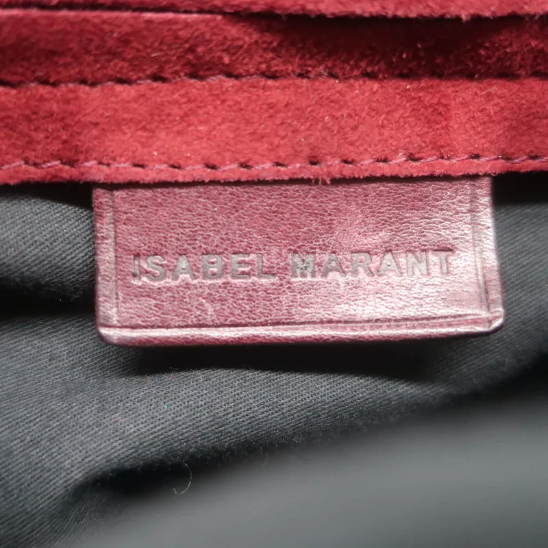 Isabel Marant Ballwin Small Crossbody Bag Red Suede & Burgundy Leather