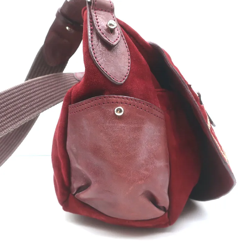 Isabel Marant Ballwin Small Crossbody Bag Red Suede & Burgundy Leather