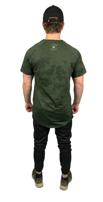 Jacquard Camo Tee - Dark Olive