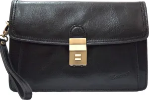 Katana Leather Black Combination Men's Wrist Clutch Bag