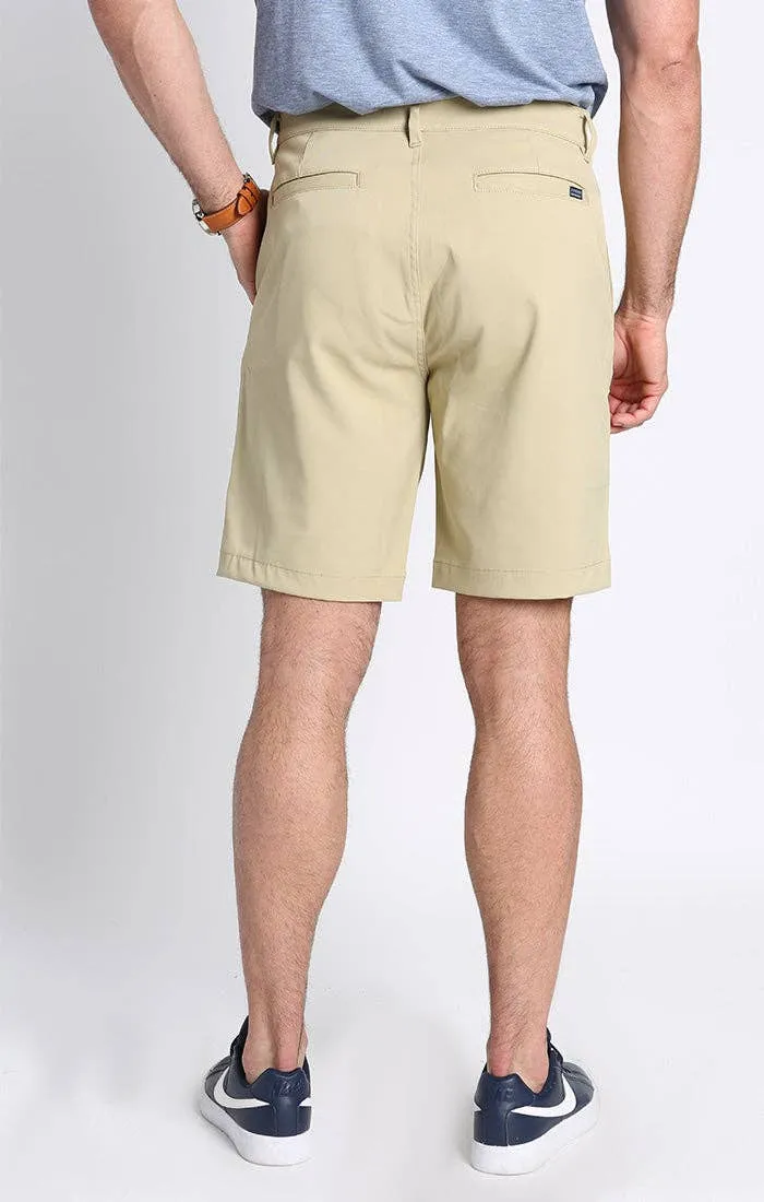 Khaki Poly Spandex Performance Tech Shorts
