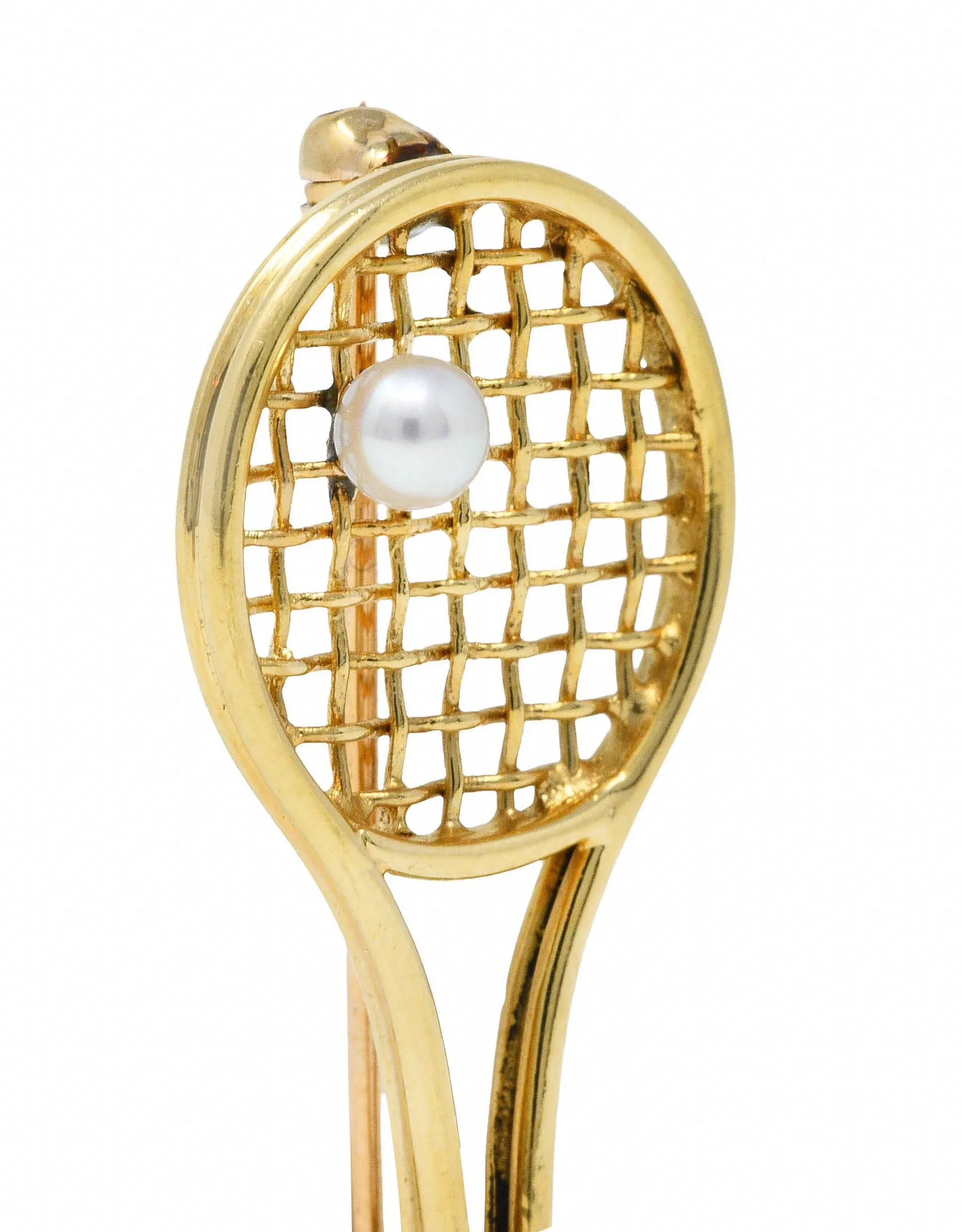 Larter & Sons Pearl 14 Karat Gold Wilson Tennis Racket Brooch
