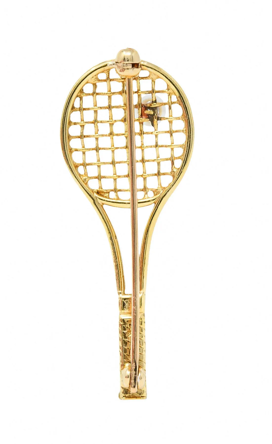 Larter & Sons Pearl 14 Karat Gold Wilson Tennis Racket Brooch