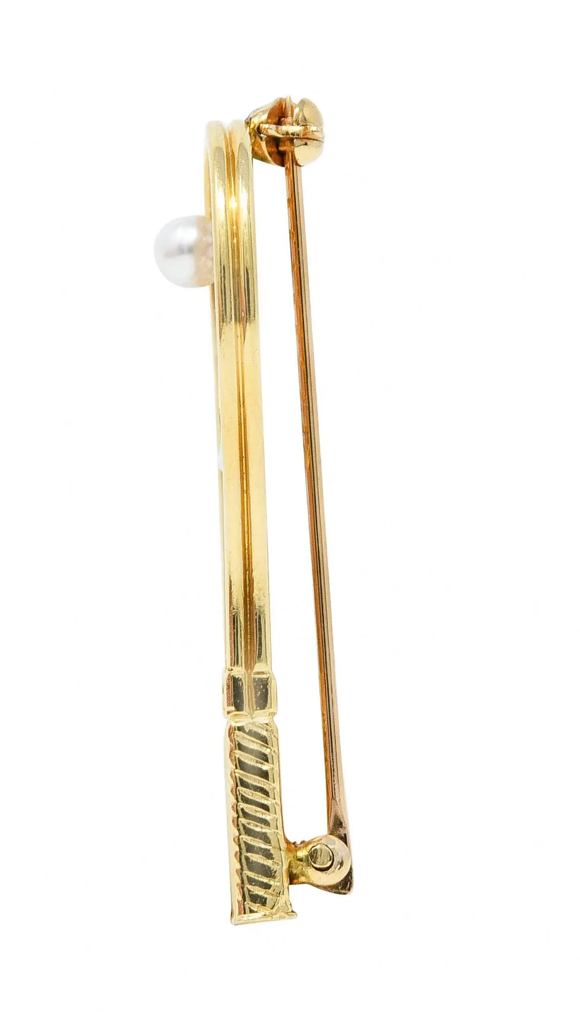 Larter & Sons Pearl 14 Karat Gold Wilson Tennis Racket Brooch