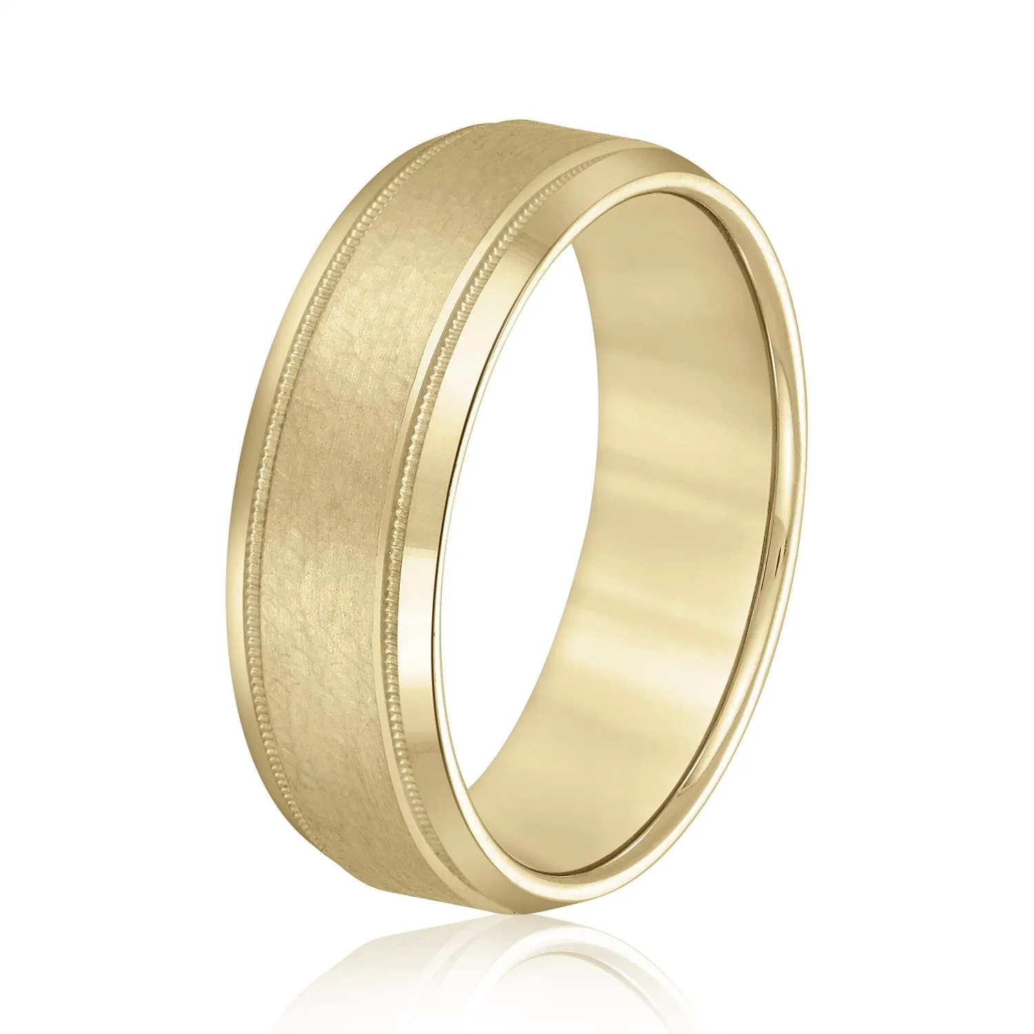 Light Hammer Finished Beveled Edge Men's Wedding Band