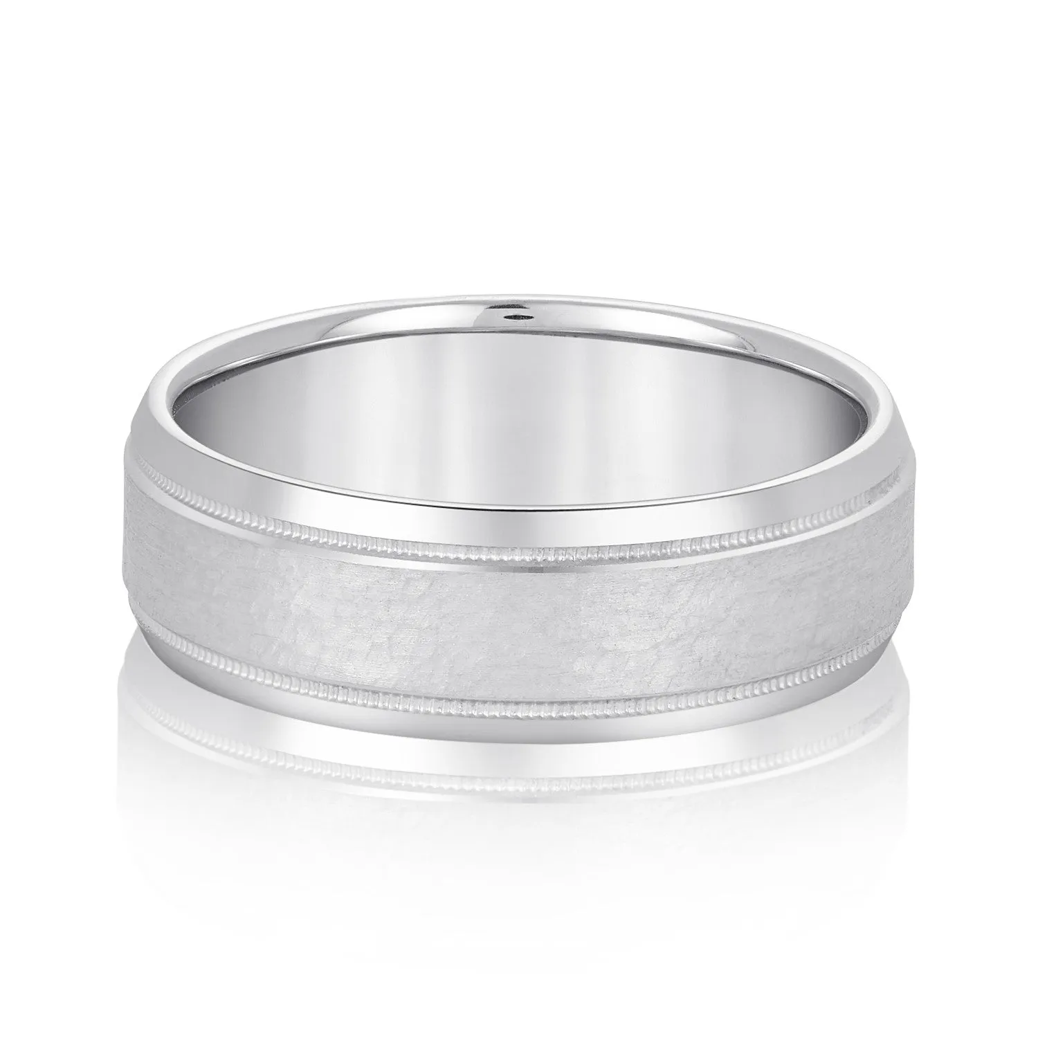 Light Hammer Finished Beveled Edge Men's Wedding Band