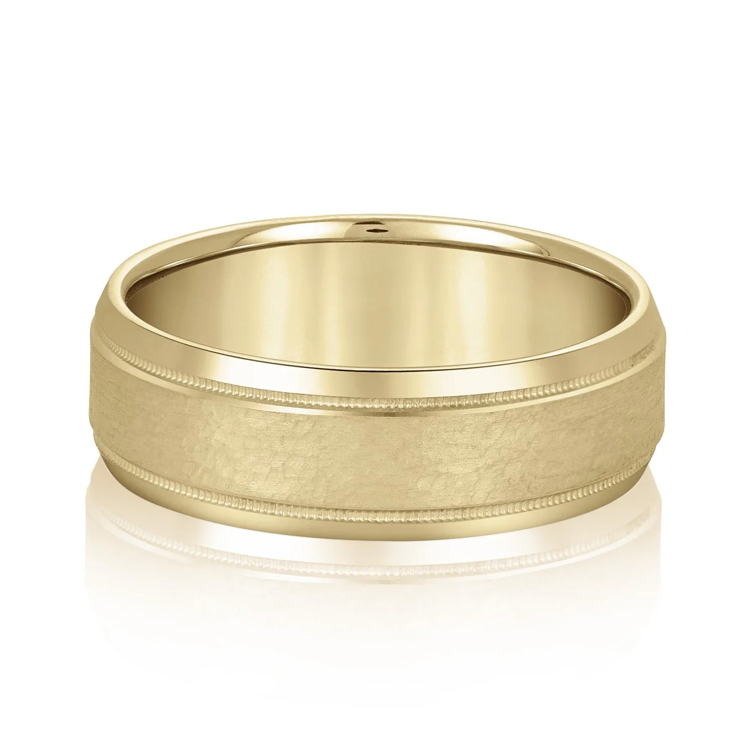 Light Hammer Finished Beveled Edge Men's Wedding Band