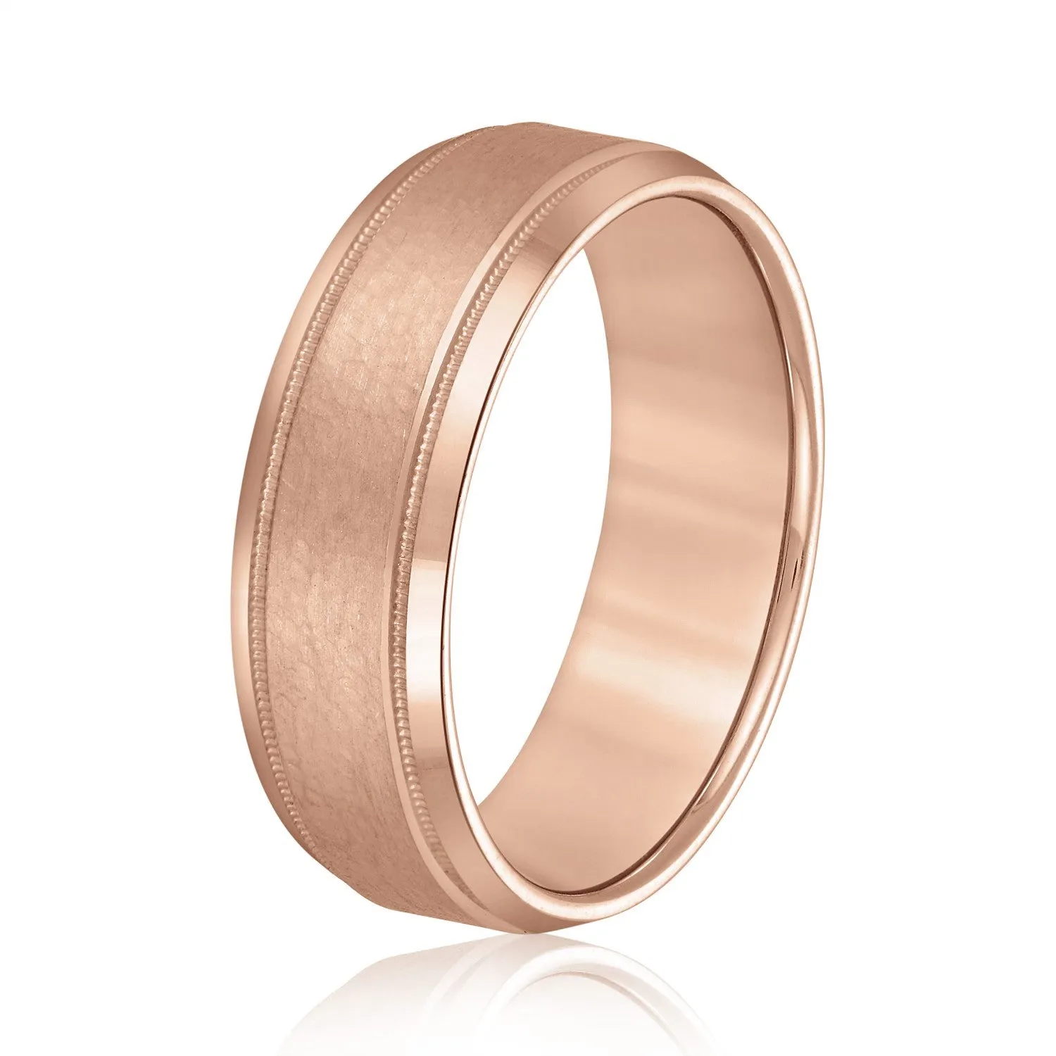 Light Hammer Finished Beveled Edge Men's Wedding Band