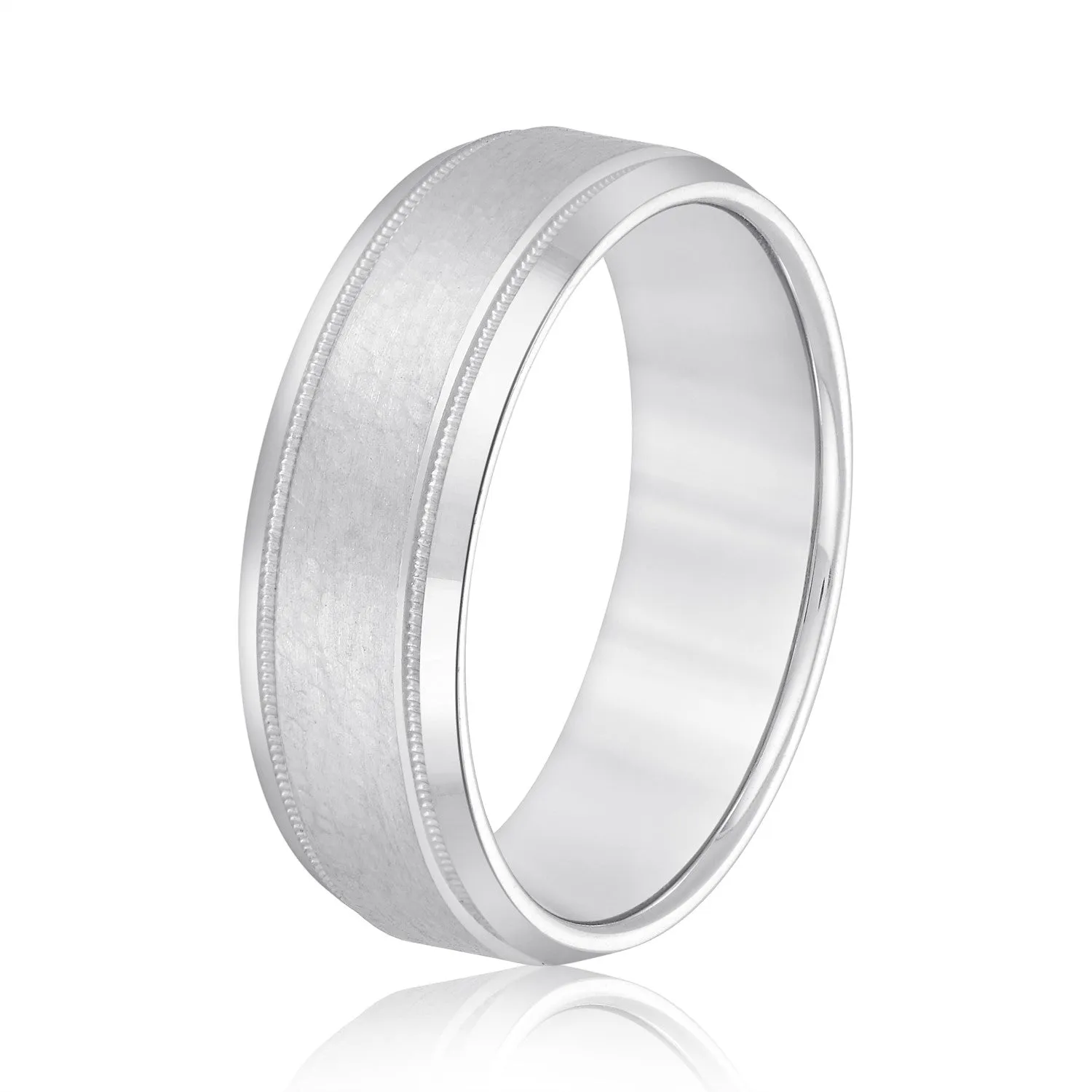 Light Hammer Finished Beveled Edge Men's Wedding Band