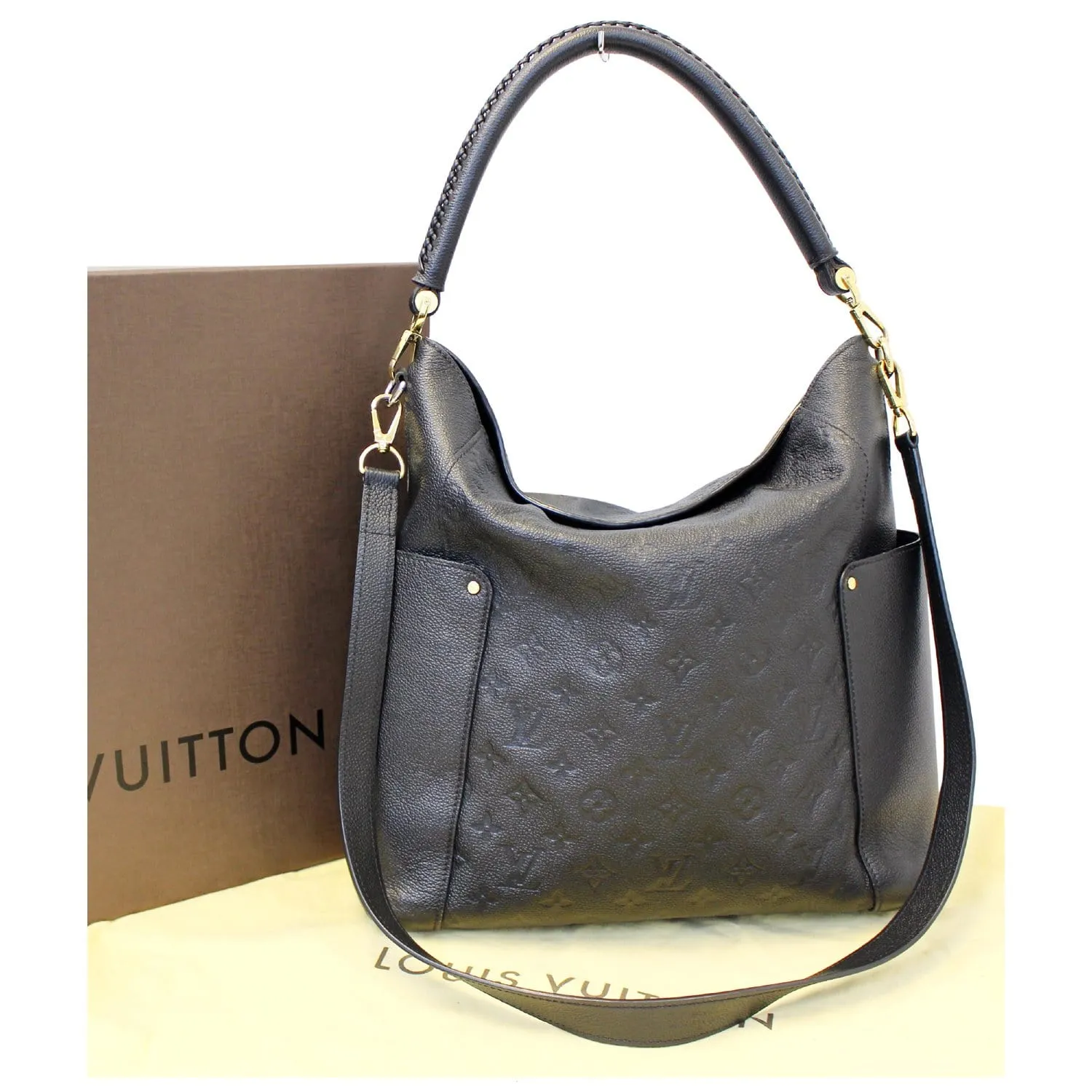 LOUIS VUITTON Bagatelle Monogram Empreinte Leather Shoulder Bag Black