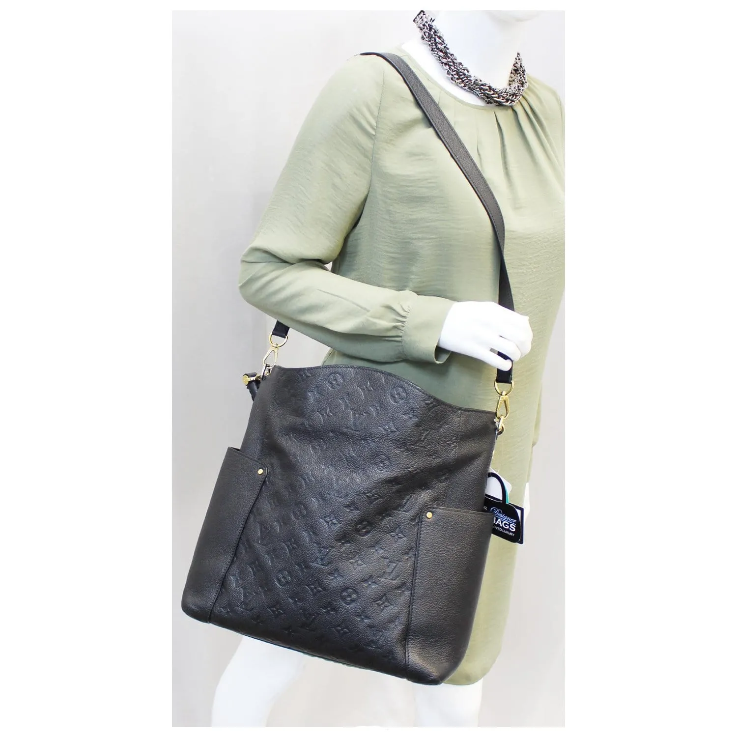 LOUIS VUITTON Bagatelle Monogram Empreinte Leather Shoulder Bag Black