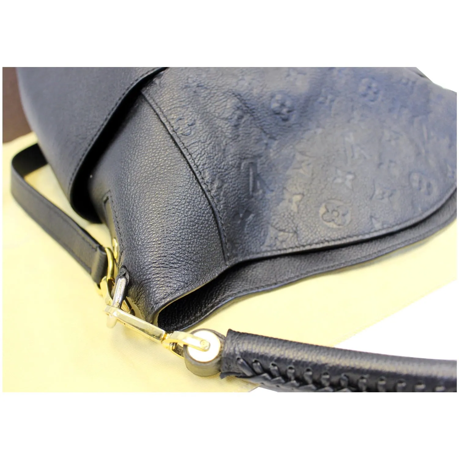 LOUIS VUITTON Bagatelle Monogram Empreinte Leather Shoulder Bag Black
