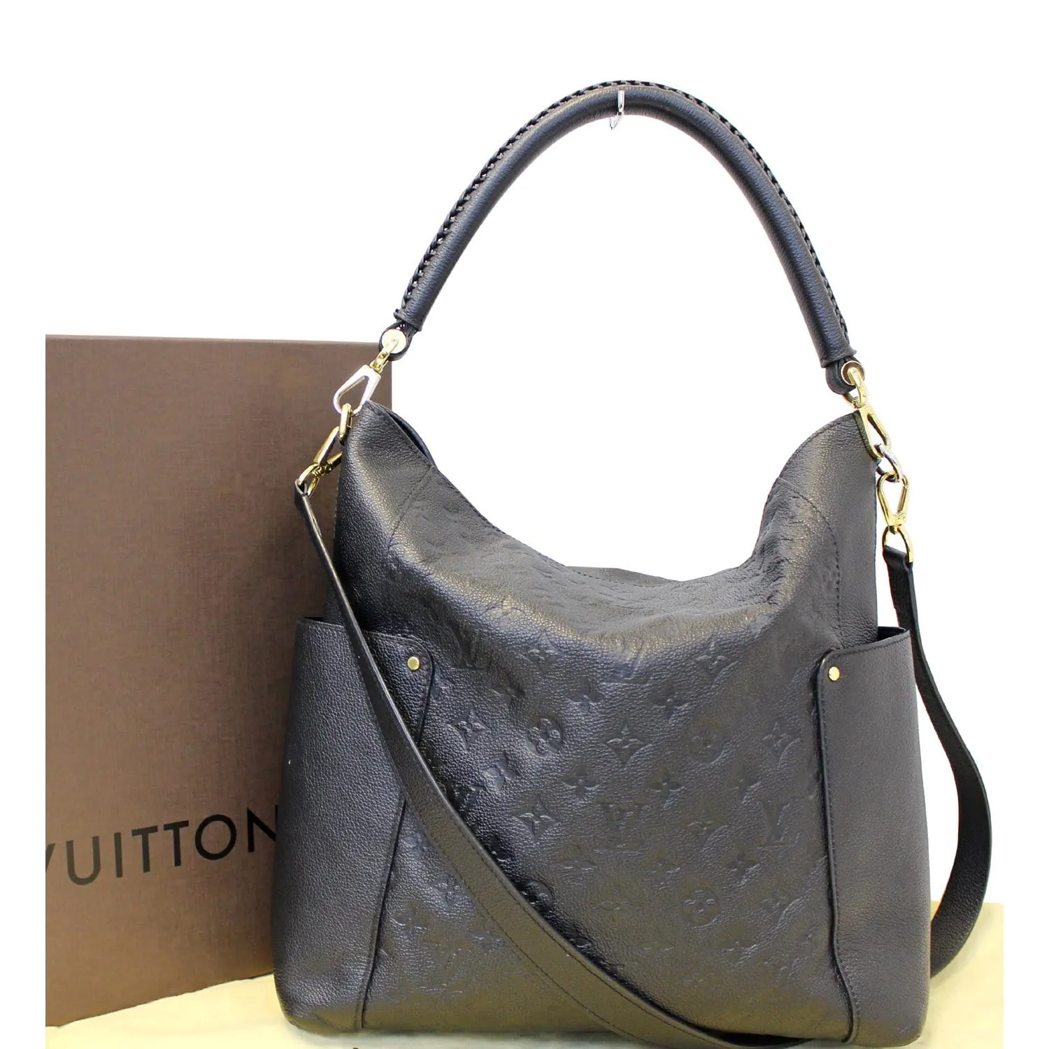 LOUIS VUITTON Bagatelle Monogram Empreinte Leather Shoulder Bag Black