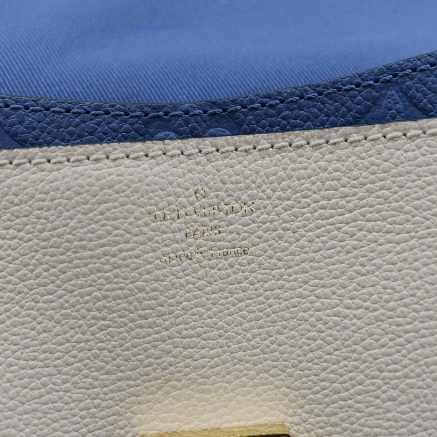 LOUIS VUITTON Blanche BB Monogram Empreinte Leather Shoulder Bag Blue