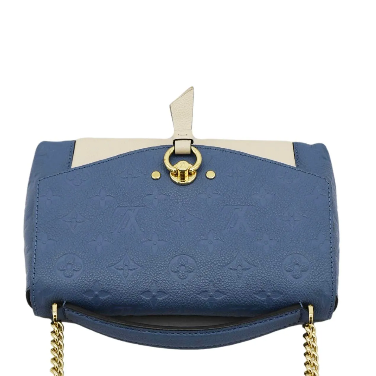LOUIS VUITTON Blanche BB Monogram Empreinte Leather Shoulder Bag Blue