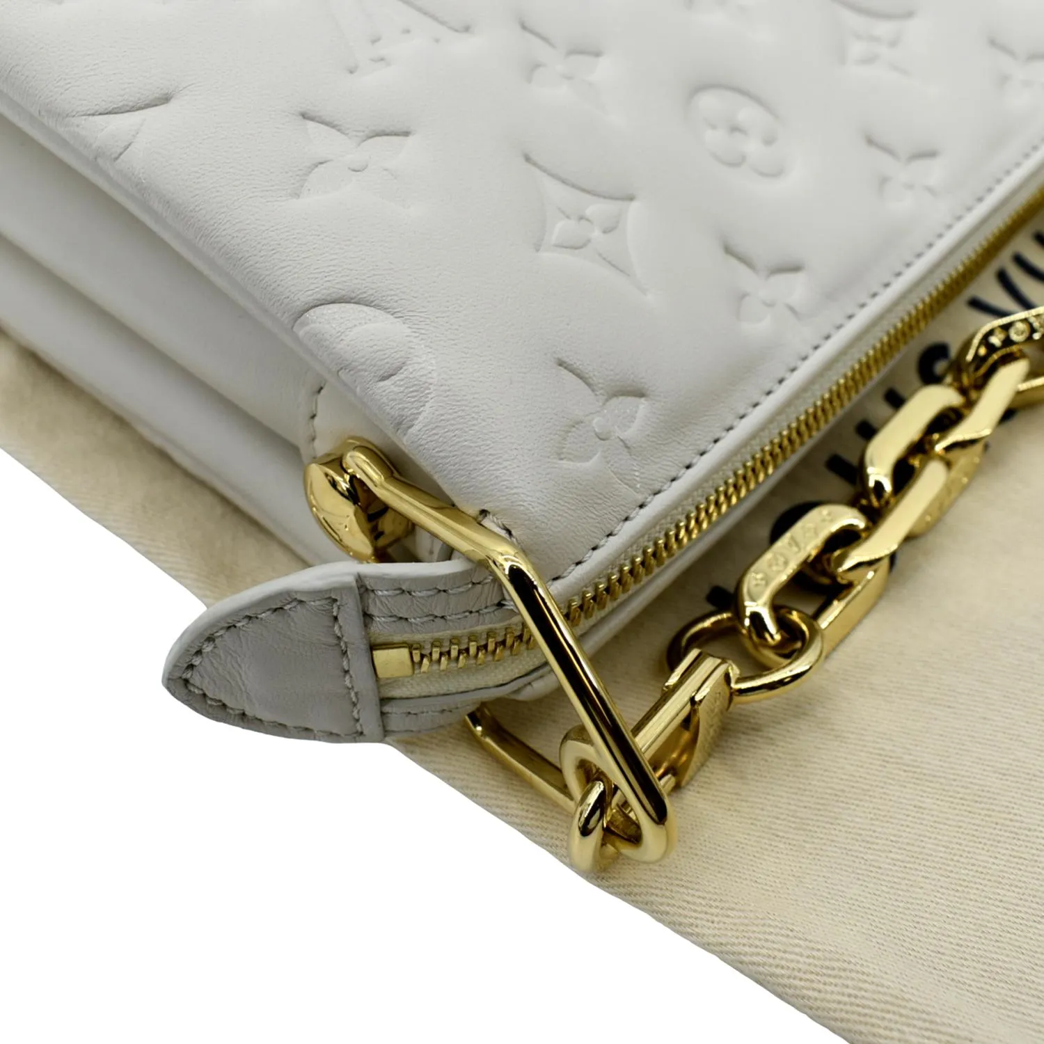LOUIS VUITTON Coussin PM Monogram Embossed Shoulder Bag Creme
