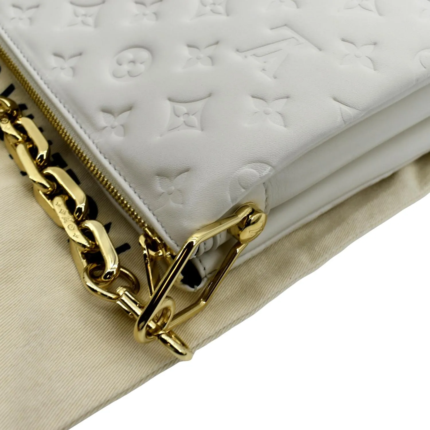 LOUIS VUITTON Coussin PM Monogram Embossed Shoulder Bag Creme