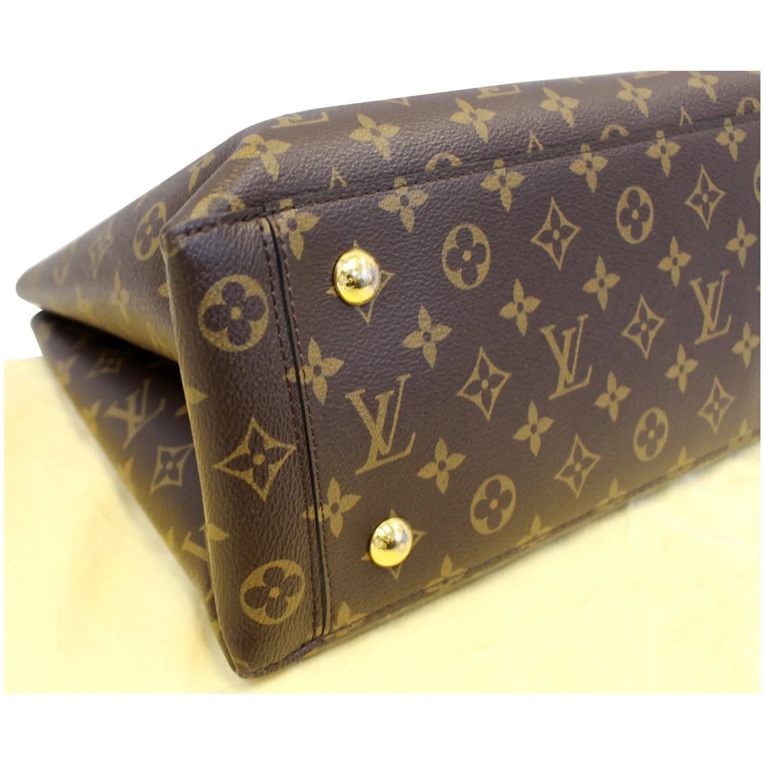 LOUIS VUITTON Flower Monogram Canvas Tote Bag Brown