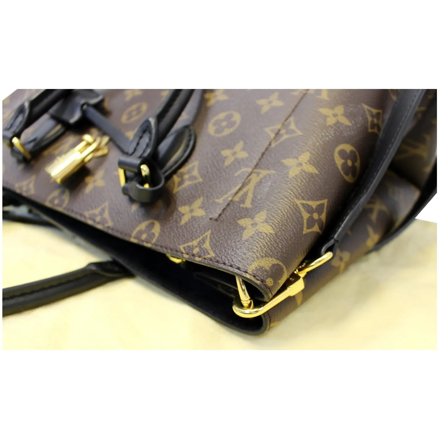 LOUIS VUITTON Flower Monogram Canvas Tote Bag Brown