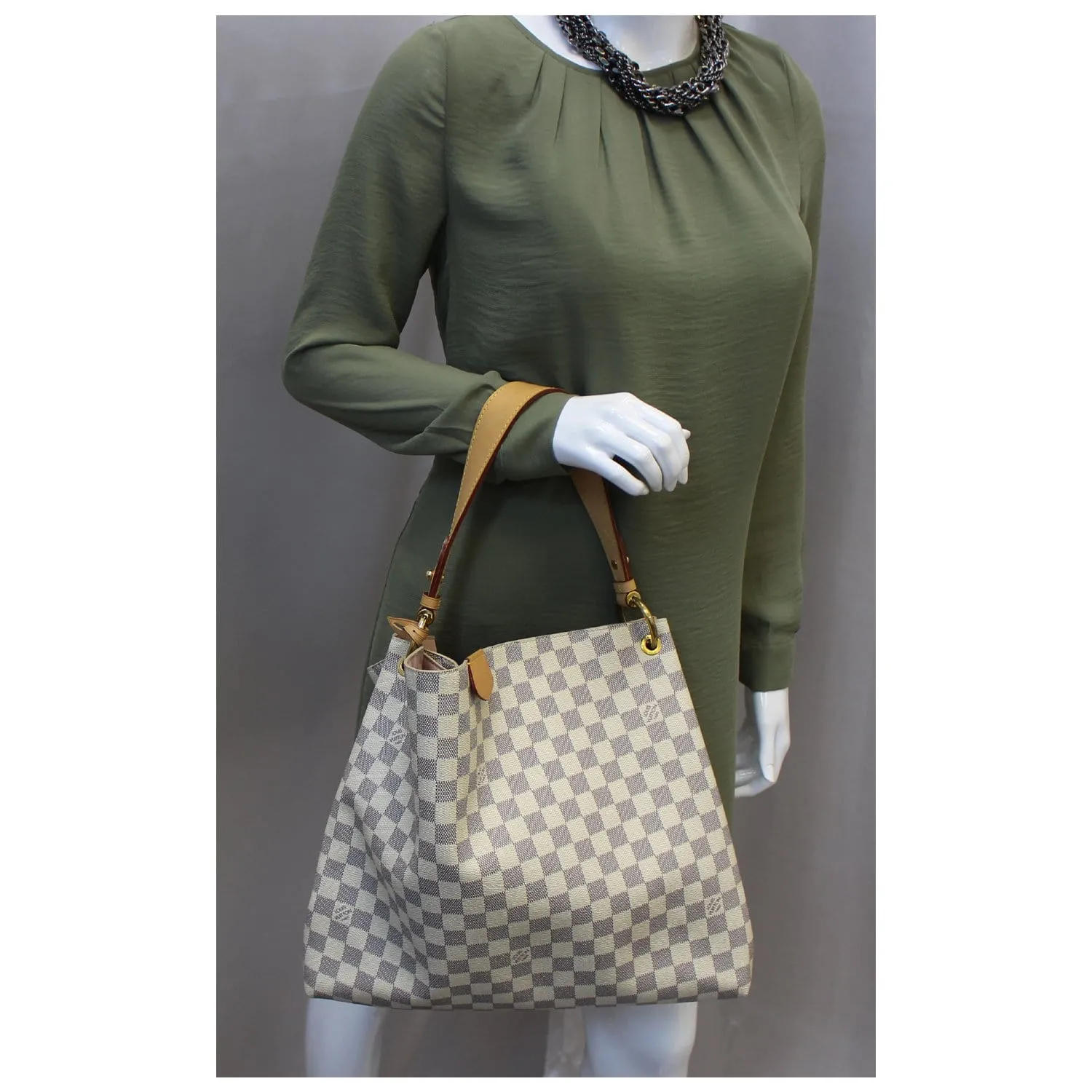 LOUIS VUITTON Graceful MM Damier Azur Shoulder Bag