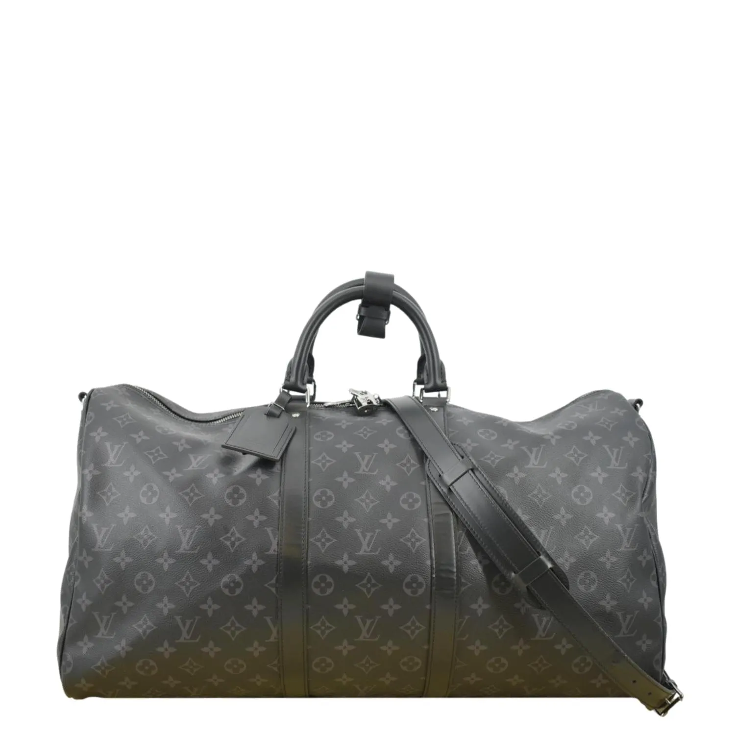 LOUIS VUITTON Keepall 55 Bandouliere Monogram Eclipse Travel Bag Black