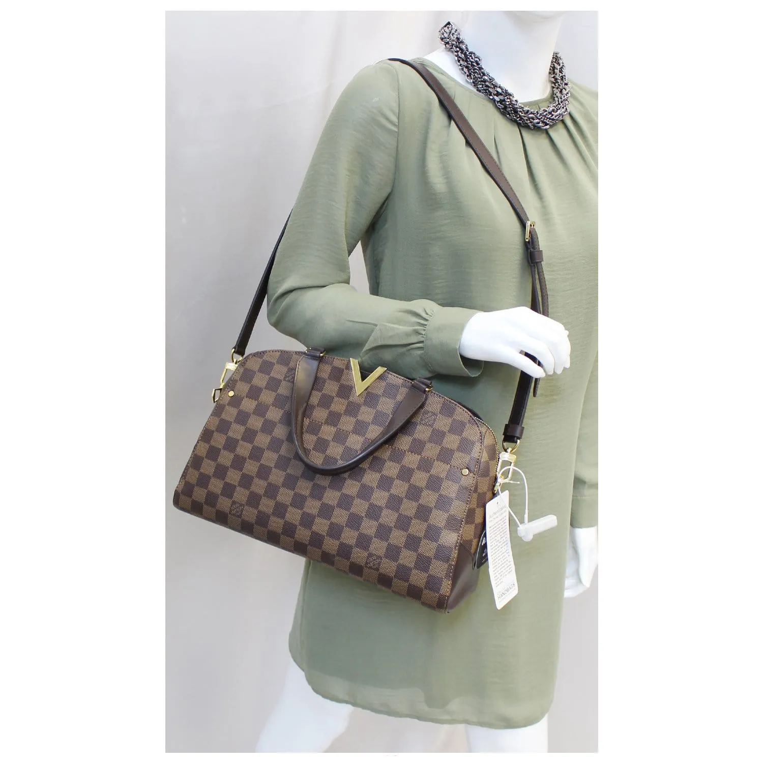 LOUIS VUITTON Kensington Bowling Damier Ebene Shoulder Handbag
