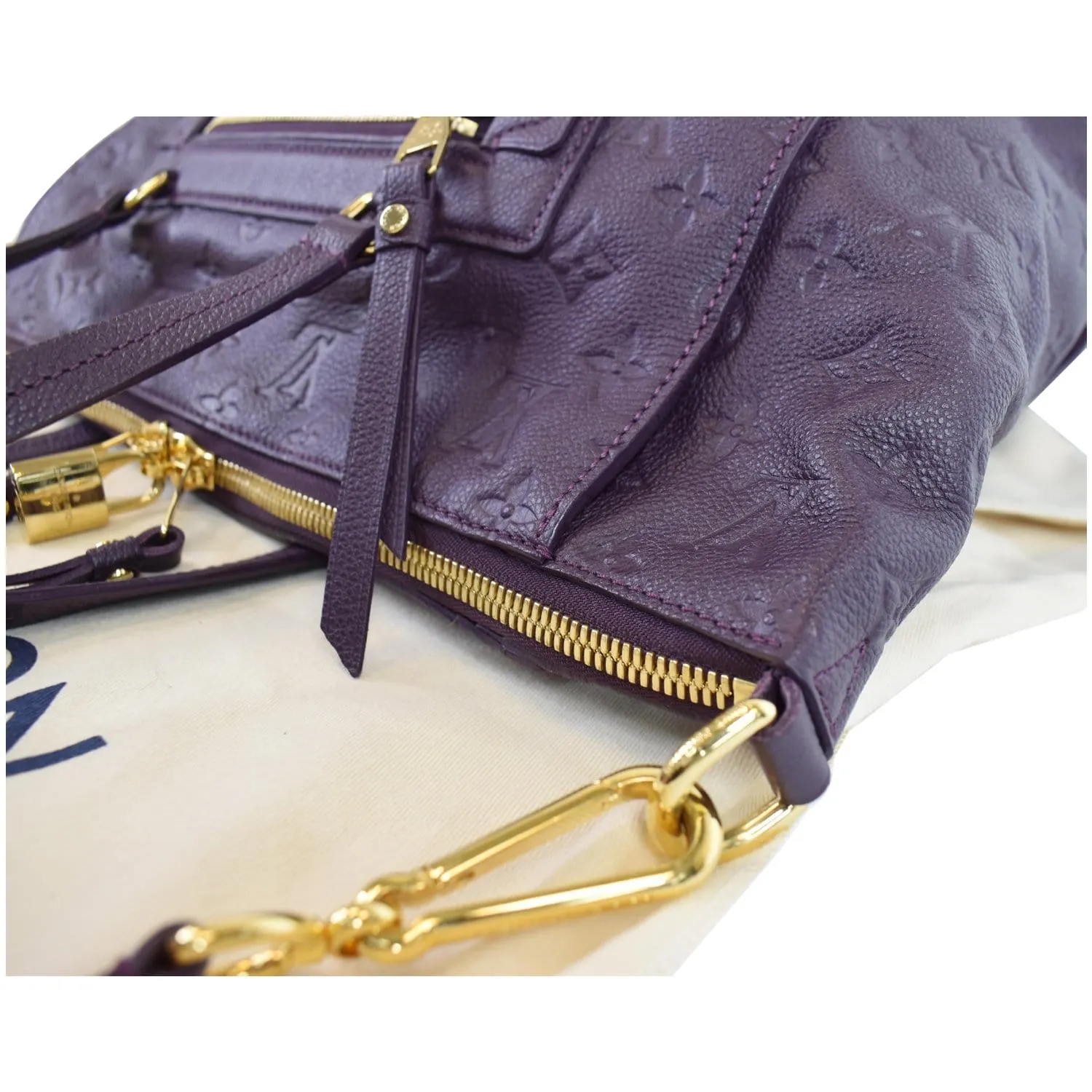LOUIS VUITTON Lumineuse PM Monogram Empreinte Leather Shoulder Bag Plum