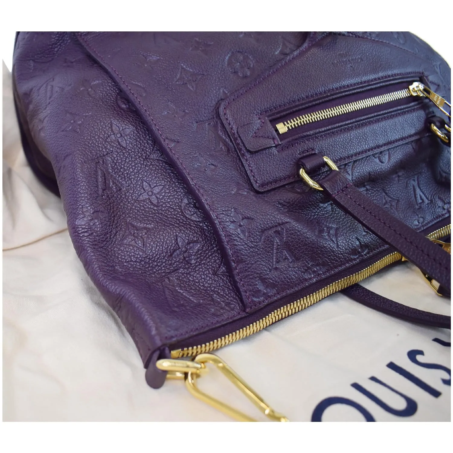 LOUIS VUITTON Lumineuse PM Monogram Empreinte Leather Shoulder Bag Plum