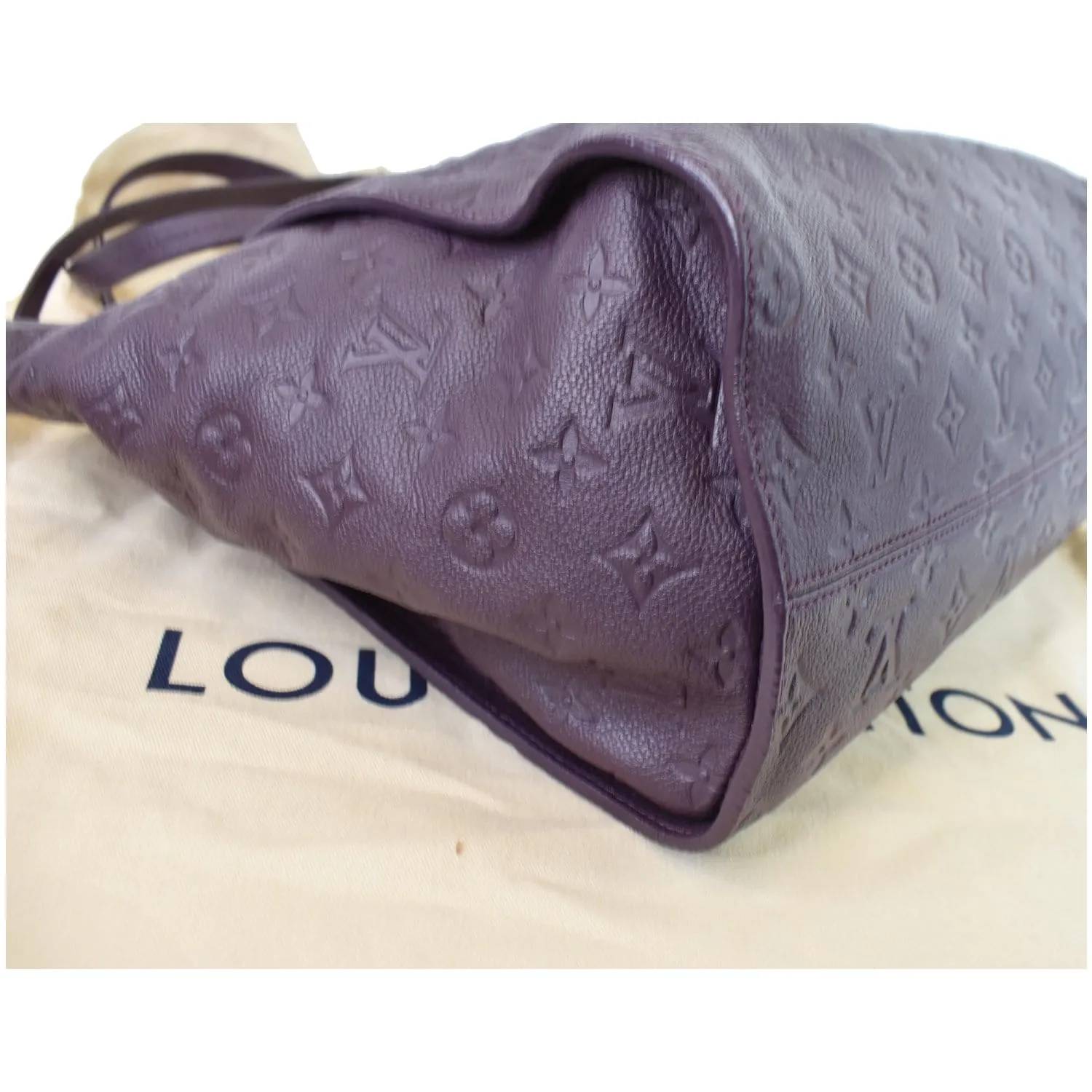 LOUIS VUITTON Lumineuse PM Monogram Empreinte Leather Shoulder Bag Plum