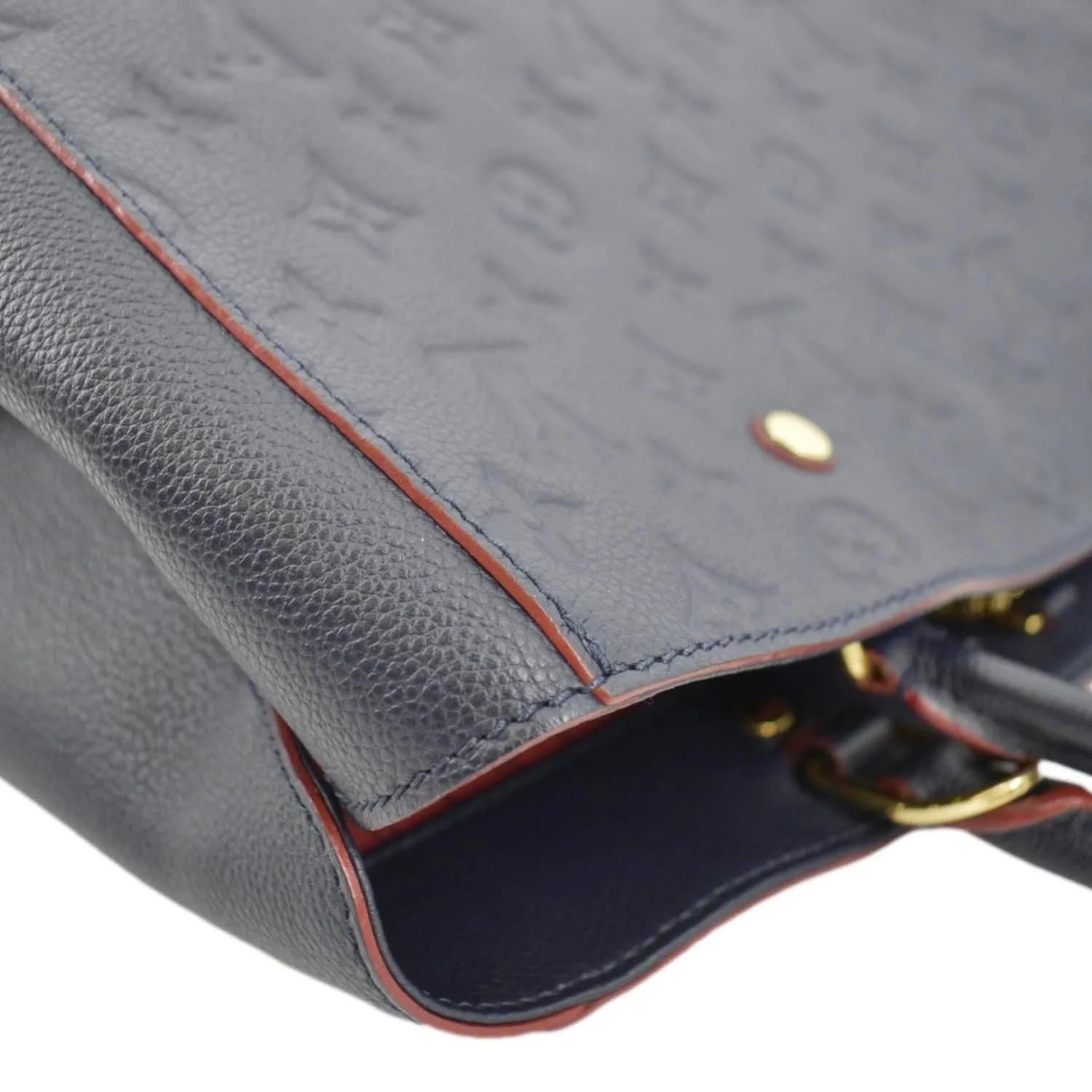 LOUIS VUITTON Montaigne GM Empreinte Leather Shoulder Bag Navy Blue