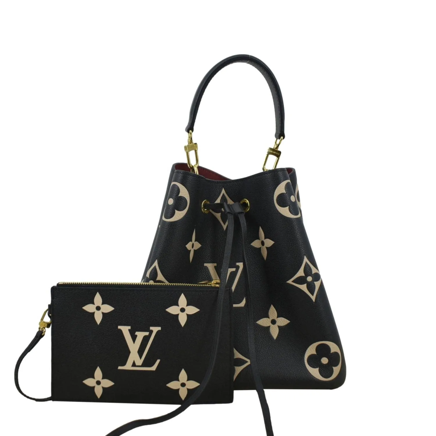 LOUIS VUITTON NeoNoe MM Bicolor Monogram Empreinte Leather Shoulder Bag Black