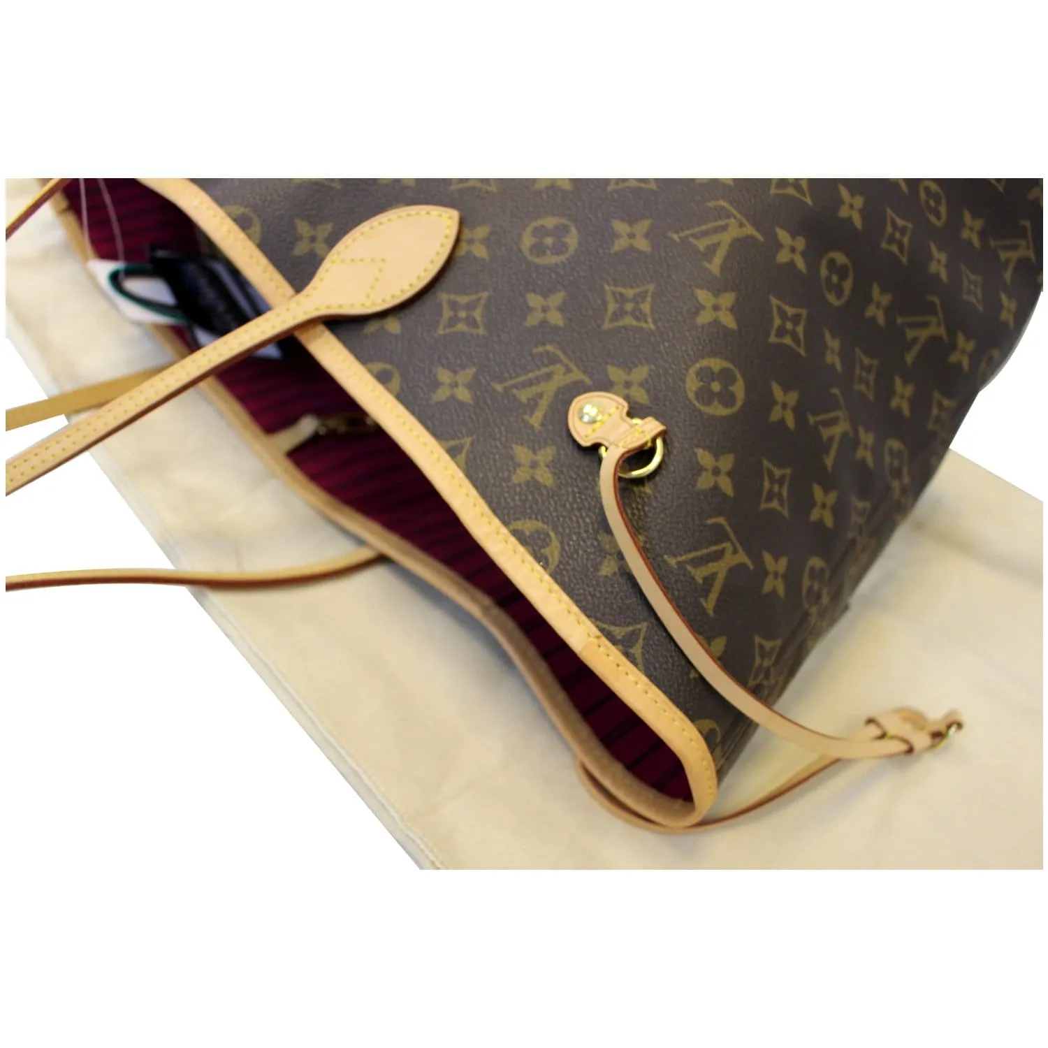 LOUIS VUITTON Neverfull GM Monogram Canvas Shoulder Bag Fuchsia
