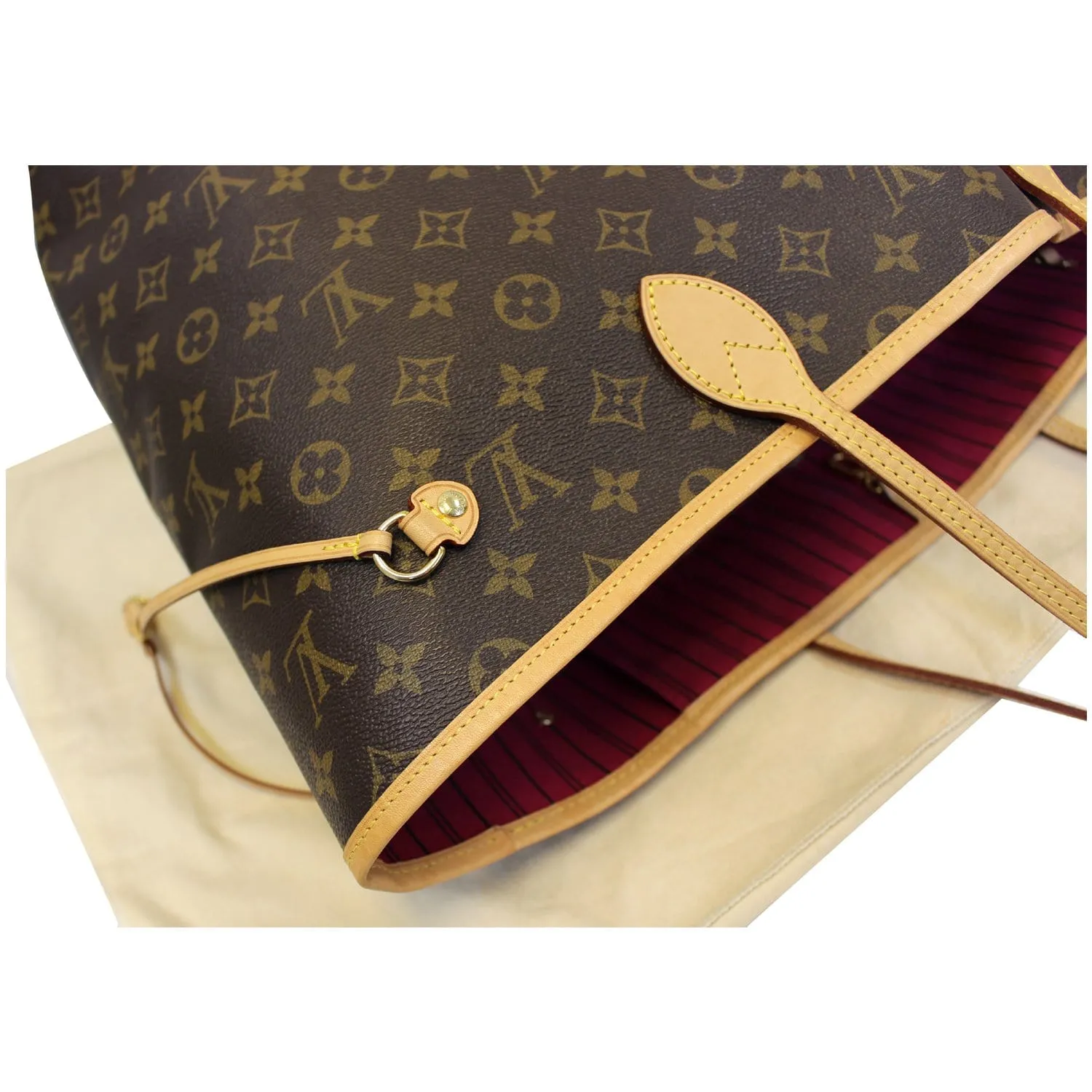 LOUIS VUITTON Neverfull GM Monogram Canvas Shoulder Bag Fuchsia