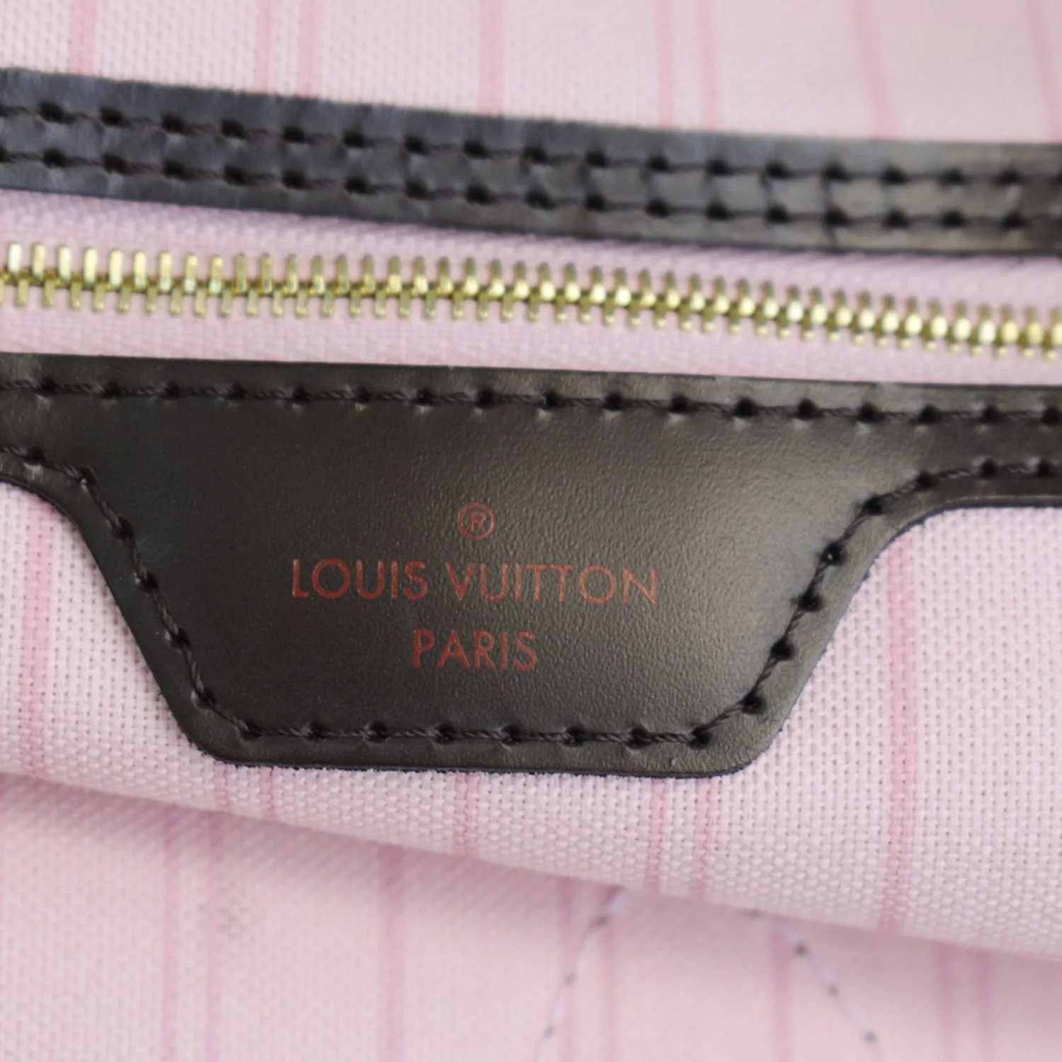 LOUIS VUITTON Neverfull MM Damier Ebene Tote Bag Brown
