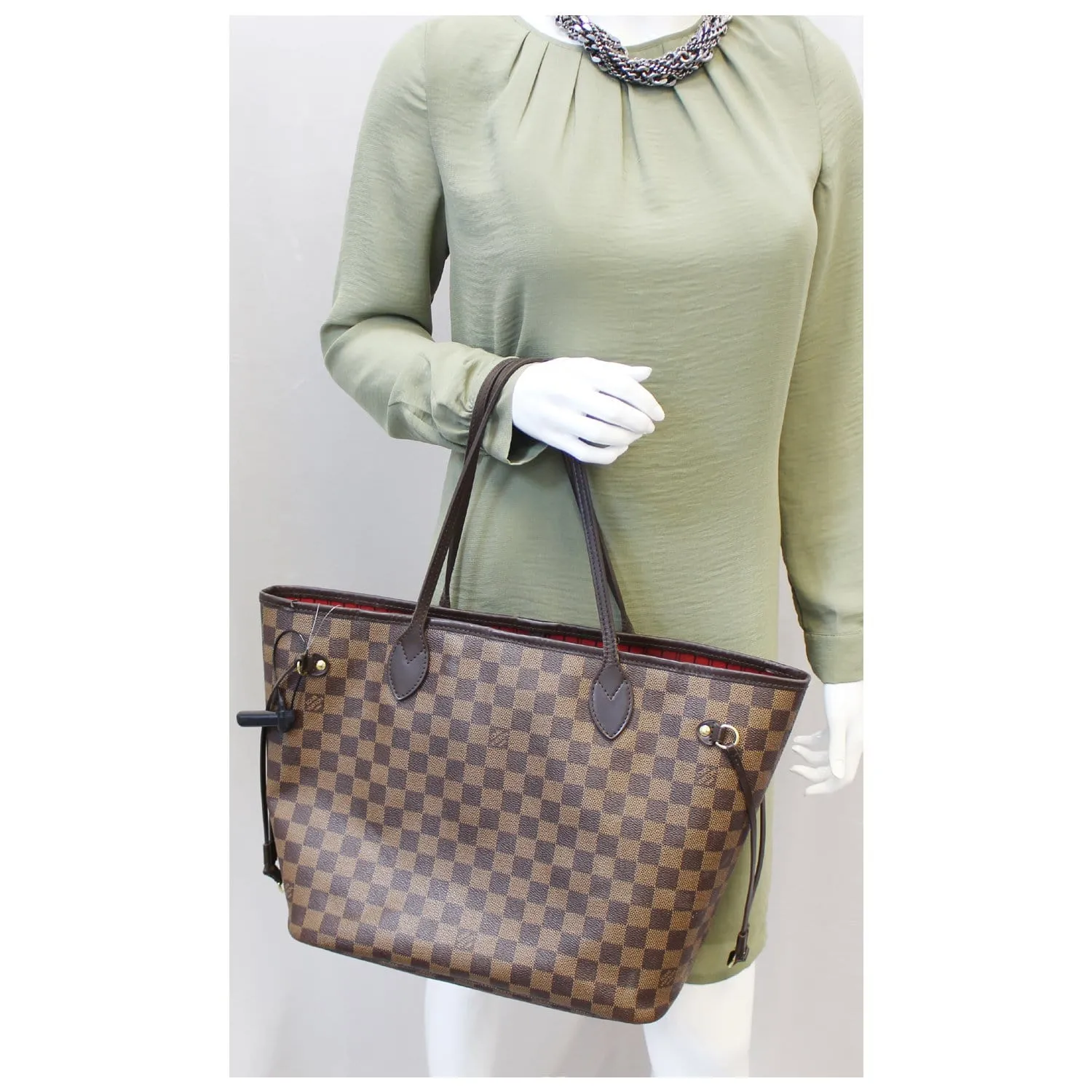 LOUIS VUITTON Neverfull MM Damier Ebene Tote Shoulder Bag