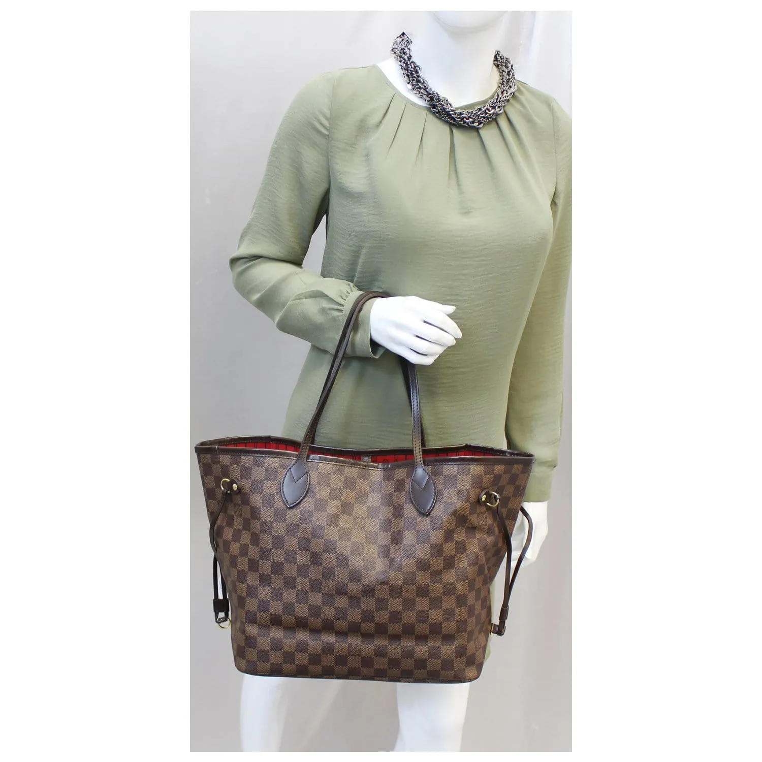 LOUIS VUITTON Neverfull MM Damier Ebene Tote Shoulder Bag
