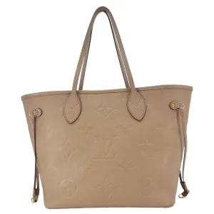 LOUIS VUITTON Neverfull MM Empreinte Leather Tote Shoulder Bag Beige
