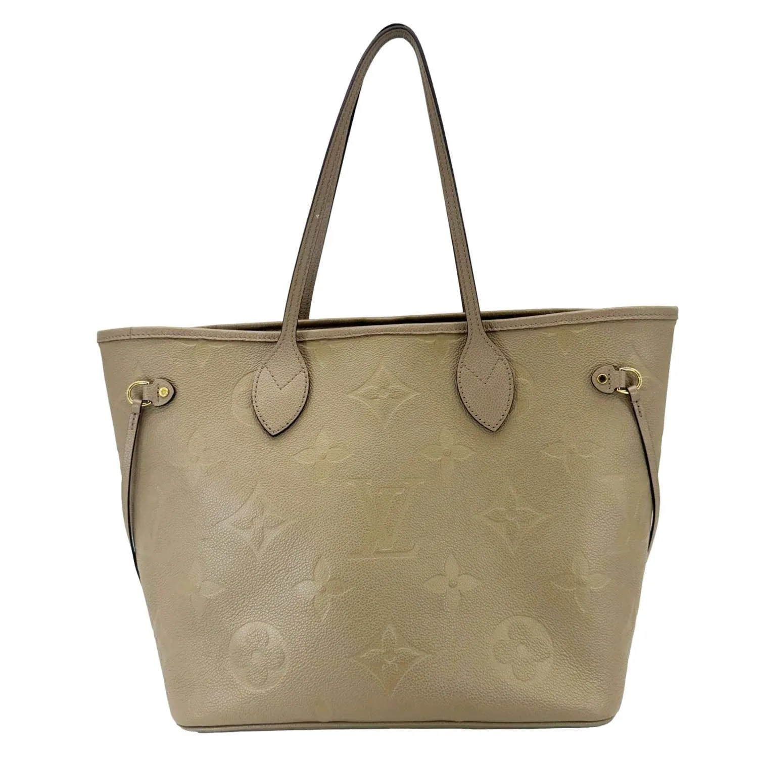 LOUIS VUITTON Neverfull MM Empreinte Leather Tote Shoulder Bag Beige