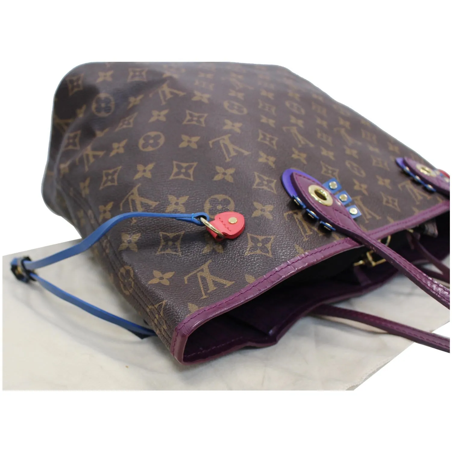 LOUIS VUITTON Neverfull MM Totem Monogram Canvas Tote Shoulder Bag Purple