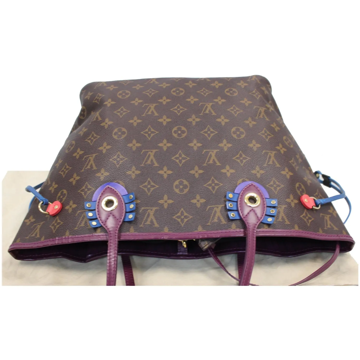 LOUIS VUITTON Neverfull MM Totem Monogram Canvas Tote Shoulder Bag Purple