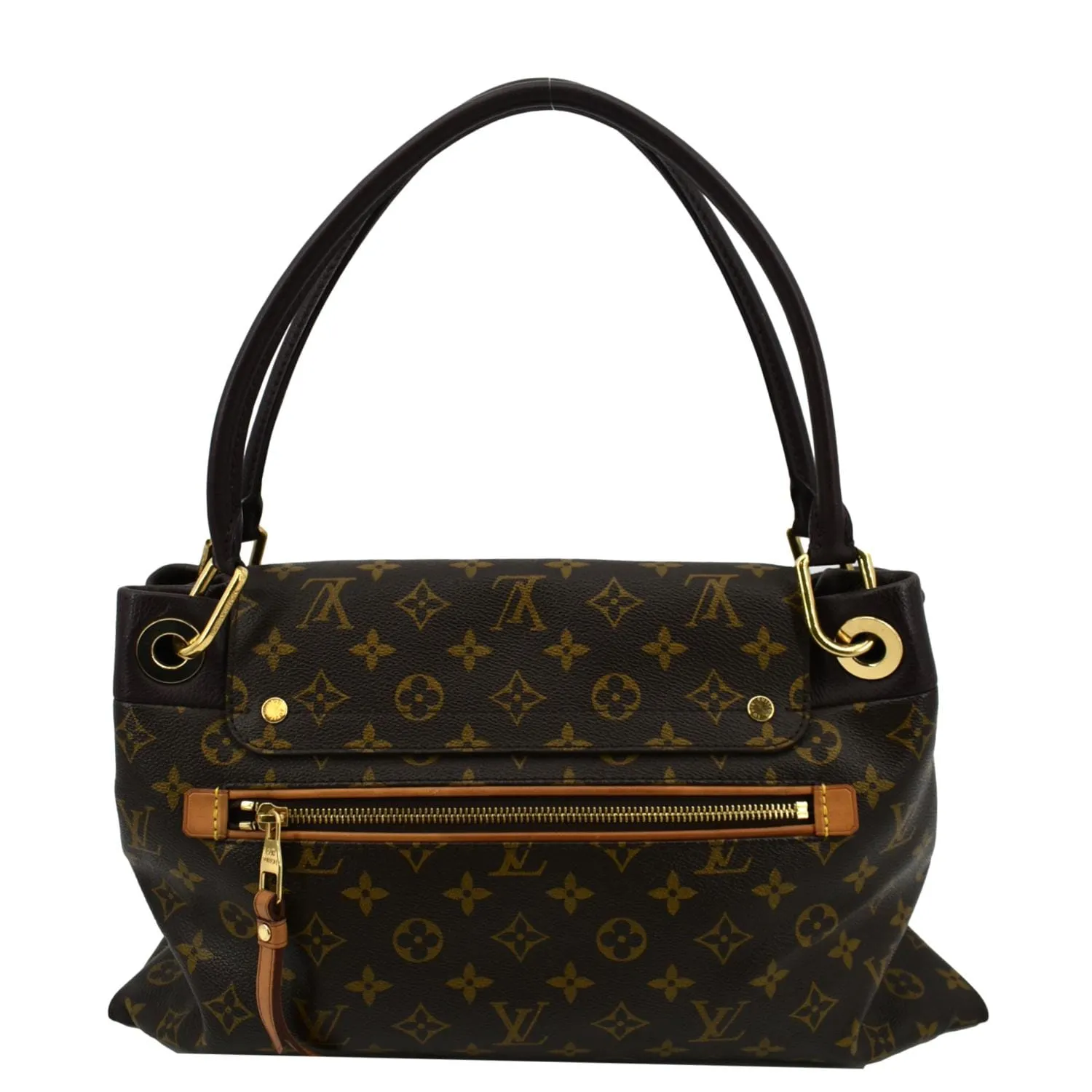 LOUIS VUITTON Olympe Monogram Canvas Satchel Shoulder Bag Brown