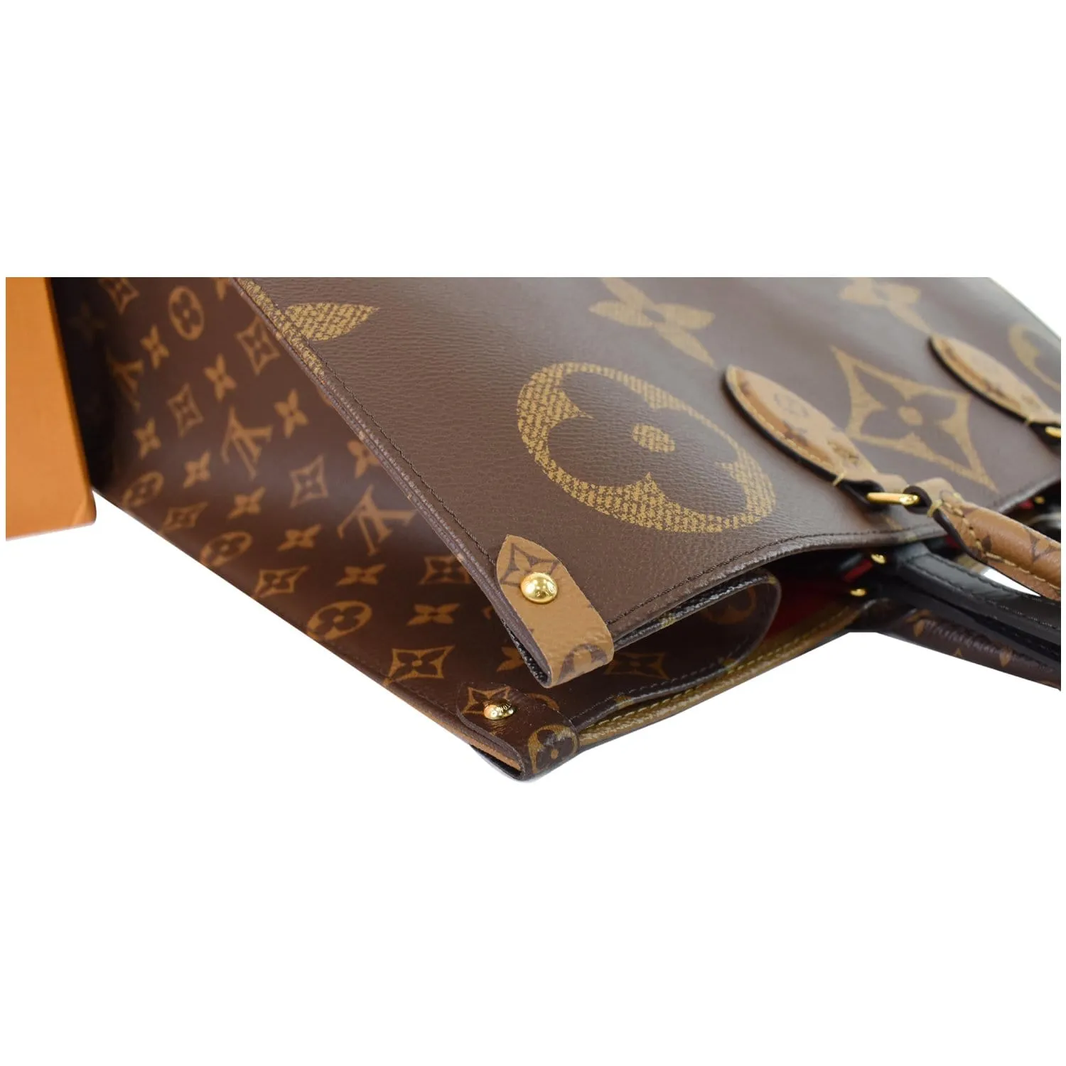 LOUIS VUITTON Onthego GM Reverse Monogram Giant Canvas Tote Shoulder Bag Brown